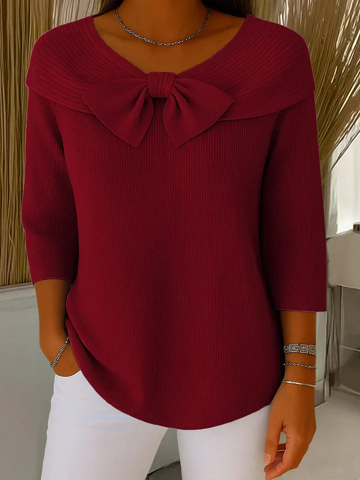 Celeste | Women's-Sweater with Bow and Round Neckline
