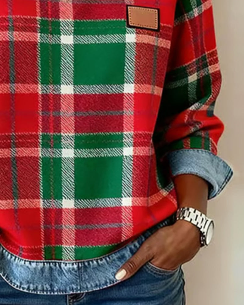 Jean | Sweatshirt with Checkered Patchwork