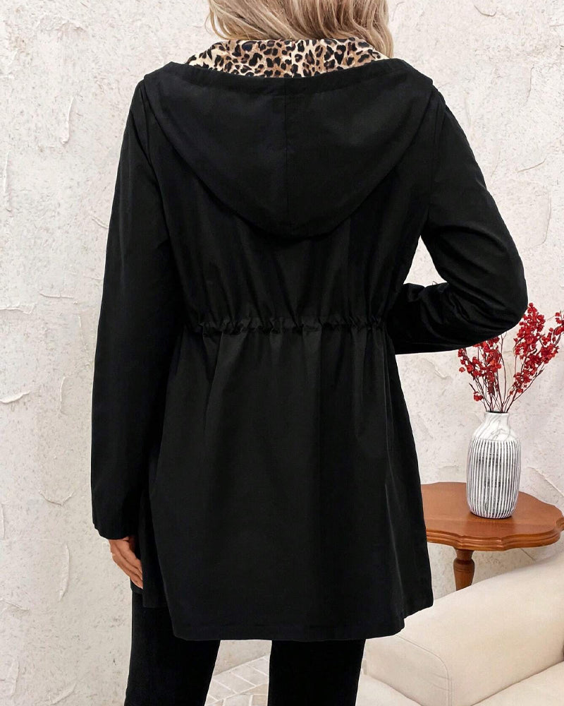 Joy | Reversible Hooded Coat with Leopard Print