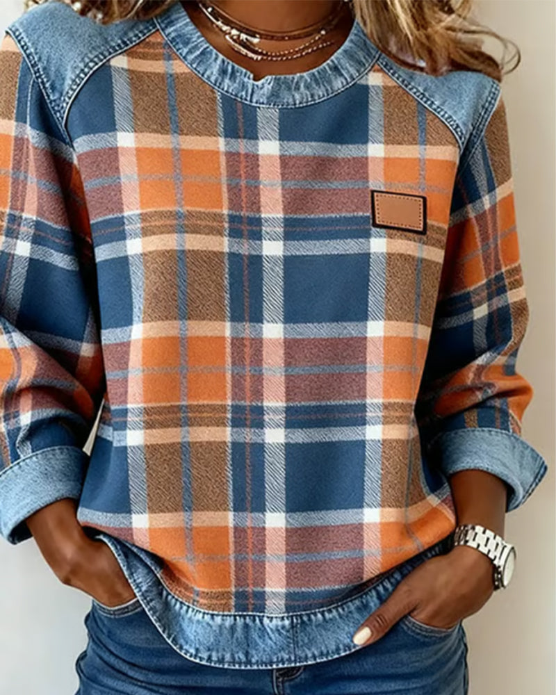Jean | Sweatshirt with Checkered Patchwork