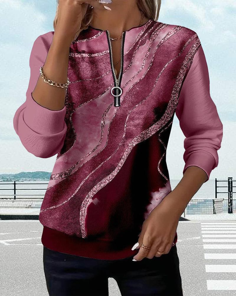 Ruth | Half-zip Sweatshirt With Vintage Print