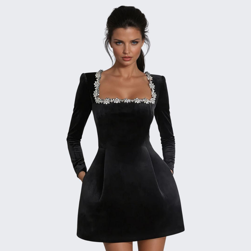 Veronica | Embellished Velvet Mini Dress