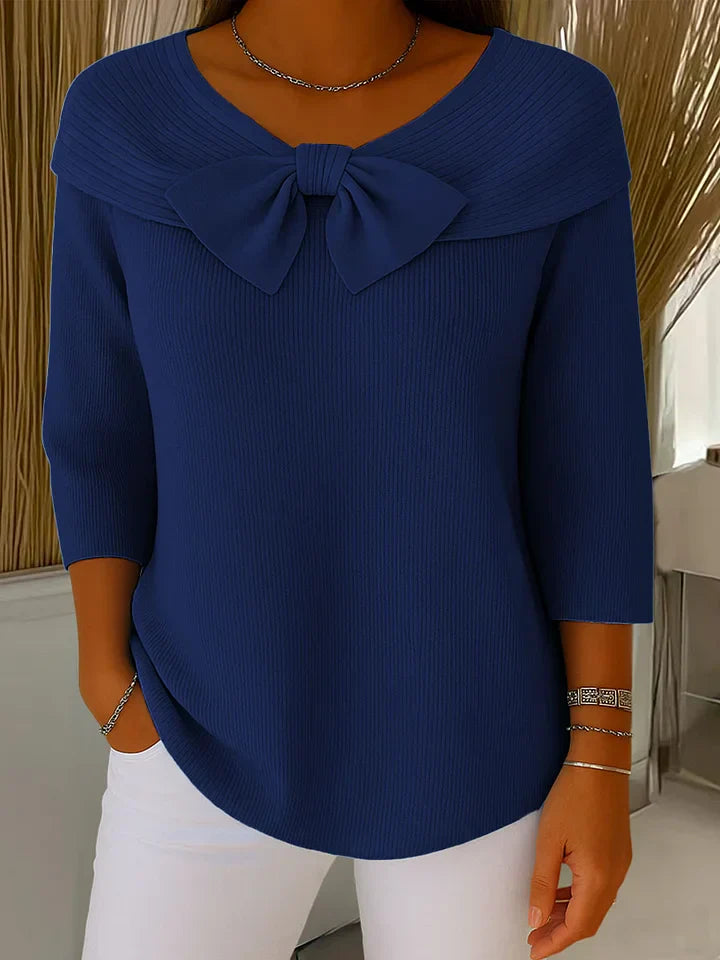Celeste | Women's-Sweater with Bow and Round Neckline
