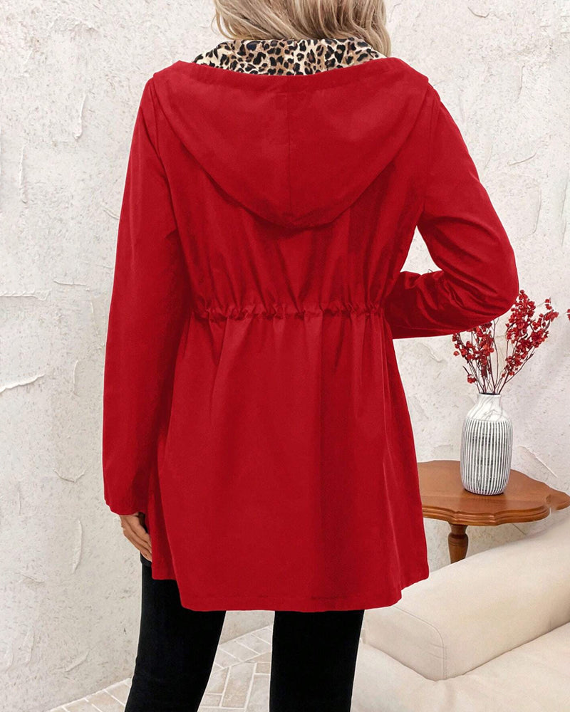 Joy | Reversible Hooded Coat with Leopard Print