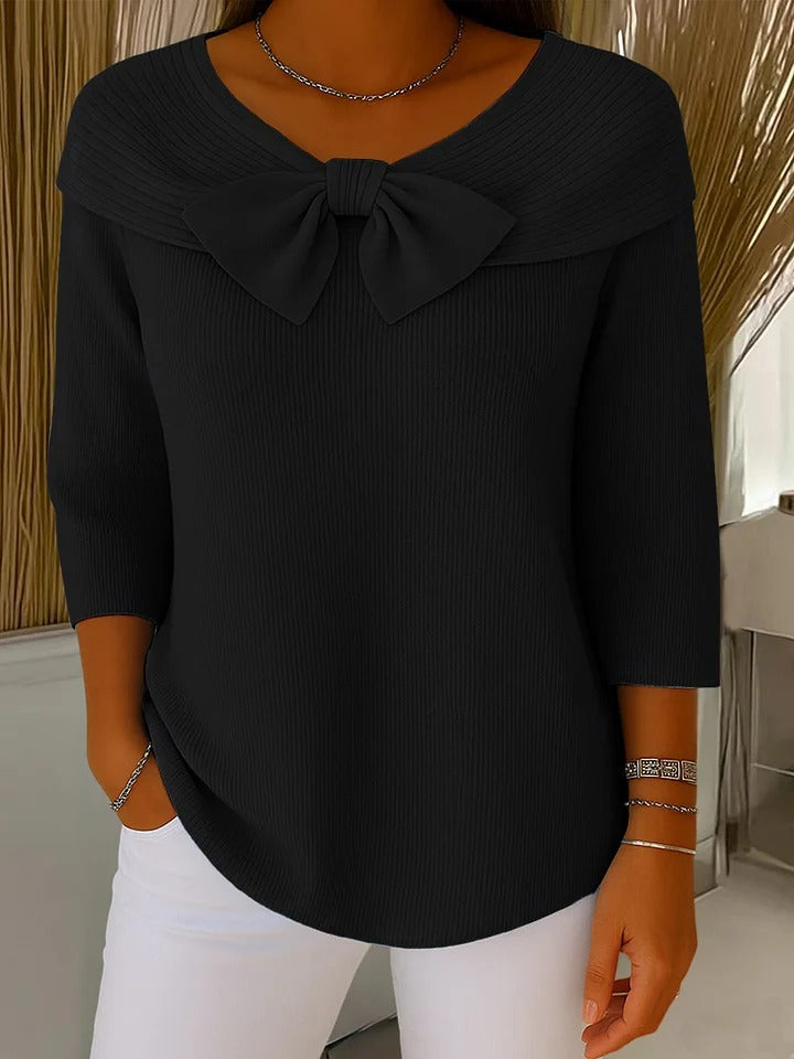 Celeste | Women's-Sweater with Bow and Round Neckline
