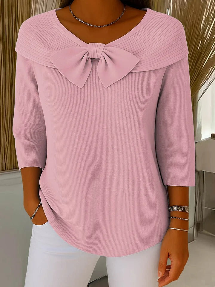 Celeste | Women's-Sweater with Bow and Round Neckline