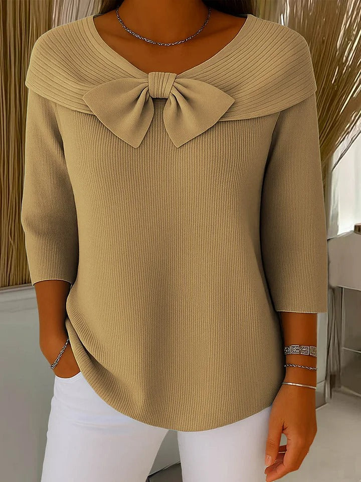 Celeste | Women's-Sweater with Bow and Round Neckline